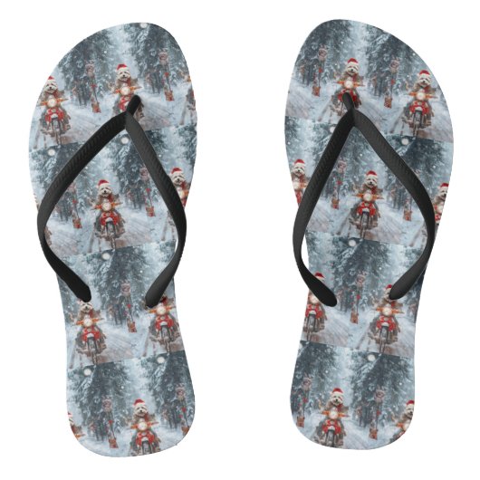 Tongs Chien maltais équitation moto Noël (Semelle)