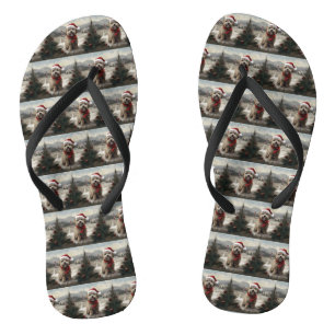 Tongs Chien Yorkipod en Noël de neige