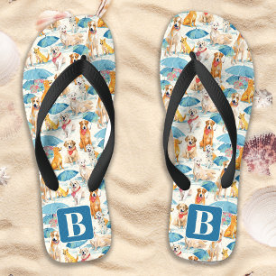 Tongs Chiens d'été Coloré Personnalisé Monogramme Motif