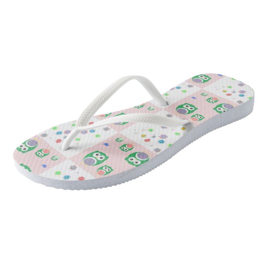 Tongs Chouette colorée Motif pour enfants (Incliné)