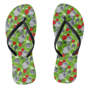 Tongs Chouette en roses rouges