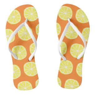 Tongs Citron Citrus Eté Fruit Tropique Jaune Orange