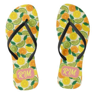 Tongs Citron d'été, Motif de fruits d'agrumes Arrière - 