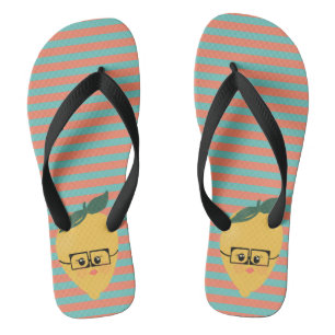 Tongs Citron mignonne Motif rayé