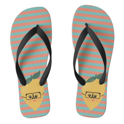 Tongs Citron mignonne Motif rayé (Semelle)