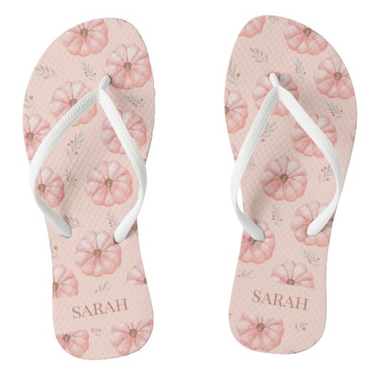 Tongs Citrouille aquarelle orange mignonne automne   (Semelle)