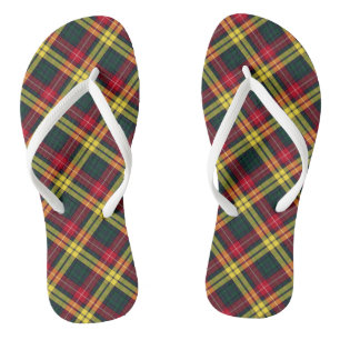 Tongs Clan Buchanan Tartan Rouge, jaune et vert Plaid