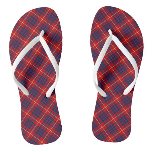 Tongs Clan Hamilton Tartan Rouge et bleu Plaid (Semelle)