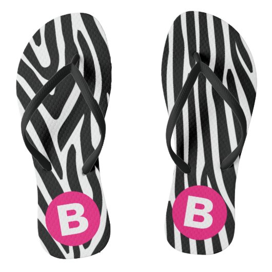 Tongs Classic Zebra Stripes Bright Pink Monogram (Semelle)