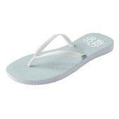 Tongs Cloud Blue Preppy Script Monogramme (Incliné)