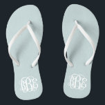 Tongs Cloud Blue Preppy Script Monogramme<br><div class="desc">VEUILLEZ ME CONTACTER AVANT DE COMMANDER AVEC VOS INITIALES MONOGRAMMES DANS CET ORDRE : PREMIÈREMENT, DERNIER, MOYEN. Je customiserai votre monogramme et vous enverrai par courriel le lien vers la commande. Veuillez attendre d'acheter jusqu'à ce que je vous ai envoyé le lien avec votre design customisé. Mélange sandales à flip...</div>