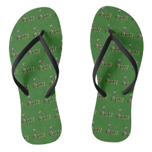 Tongs Clubs de golf sur denim vert,