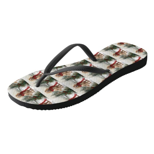 Tongs Cocker Spaniel Chien dans Noël de neige (Incliné)