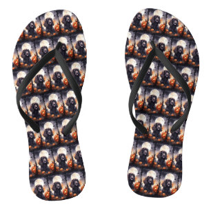 Tongs Cocker Spaniel Halloween avec citrouilles
