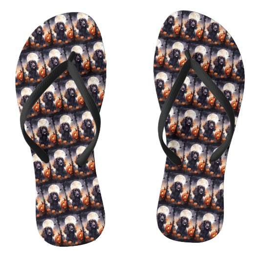 Tongs Cocker Spaniel Halloween avec citrouilles  (Semelle)