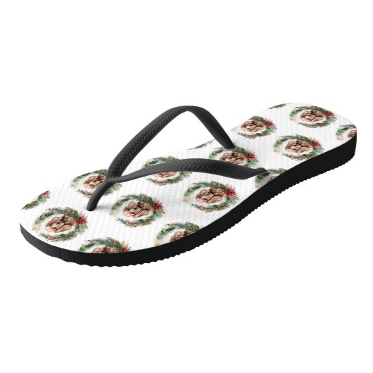 Tongs Cocker Spaniel Noël Wreath Festive Pup (Incliné)