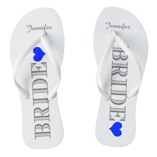 Tongs Cœur bleu royal de la mariée (Semelle)