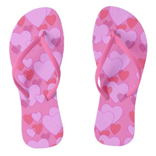 Tongs Cœur brillant fond rose de la Saint-Valentin