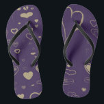 Tongs Coeur mignon moderne Motif pourpre foncé<br><div class="desc">Mignonne Coeur moderne Motif moderne foncé violet. Le design est disponible sur d'autres produits.</div>