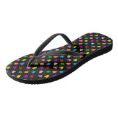 Tongs Cœurs Amour Colorés Motif Design Noir (Incliné)