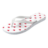 Tongs Coeurs d'amour rouge sur blanc (Incliné)
