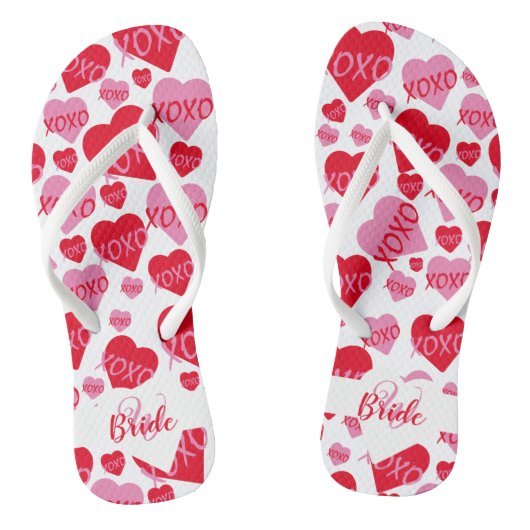 Tongs Coeurs motifs XOXO Love Bride Monogramme blanc (Semelle)