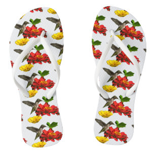Tongs Colibri aux fleurs de Zinnia Flip Flops