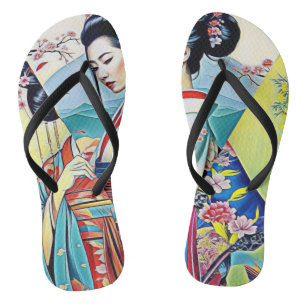 TONGS COLLAGE DE CONCEPTEUR DE PRINTEMPS ASIATIQUE