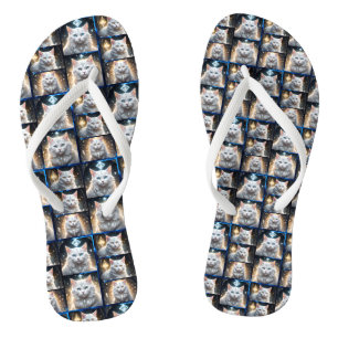 Tongs Collage de photos de chats perses blanches,