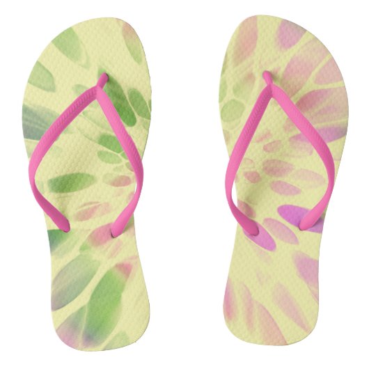Tongs colorant à Cravate rose jaune et vert (Semelle)