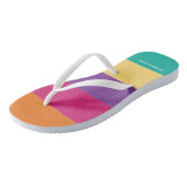 Tongs Colorée Vert Jaune Violet Abstrait Stripes Nom (Incliné)