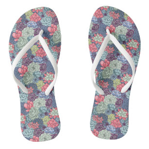 Tongs Colorful Motif Succulent