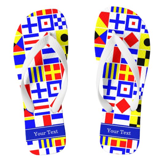 Tongs Colorful Nautical Signal Flags Royal Name Monogram (Semelle)