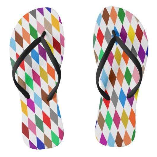 Tongs Conception de diamants arlequin colorés blanc (Semelle)