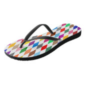 Tongs Conception de diamants arlequin colorés blanc (Incliné)