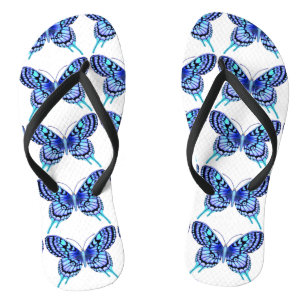Tongs conception de papillons bleus