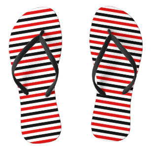 Tongs Conception de rayures rouges noires et blanches