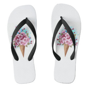 Tongs Cône rose Sakura crème glacée gaufre