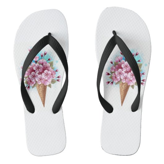 Tongs Cône rose Sakura crème glacée gaufre (Semelle)