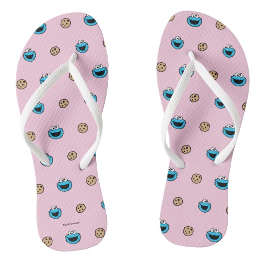 Tongs Cookie Monster et Cookies Motif rose (Semelle)