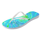 Tongs Cool Abstrait Retro Aqua et Lime Green Swirl (Incliné)