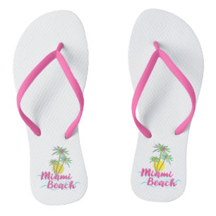 Tongs Cool Miami Beach Floride, Palm White Flip Flops