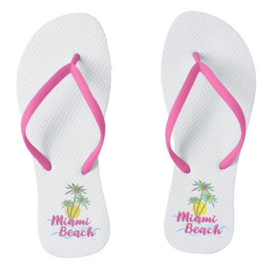 Tongs Cool Miami Beach Floride, Palm White Flip Flops (Semelle)