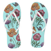 Tongs Coquelicots floraux Orange Rouge Violet Dames (Semelle)