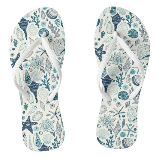 Tongs Coques de mer sur le blanc (Semelle)