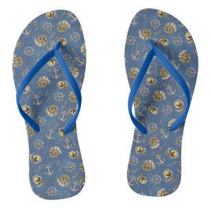 Tongs coquillages bleu marine