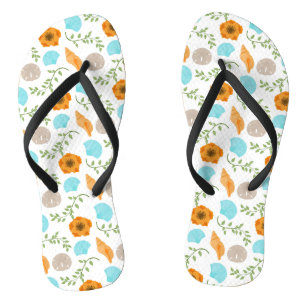 Tongs Coquilles Marines Fleur Orange