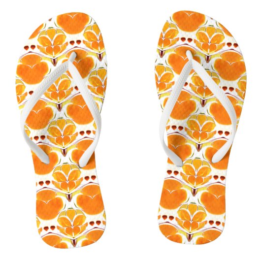 Tongs Coral Orange et crème Motif Batik (Semelle)