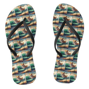 Tongs Corgi Plage Surf Peinture