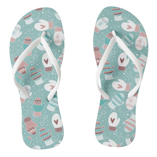 Tongs Cosy hiver Noël Mittens Motif à Mint (Semelle)